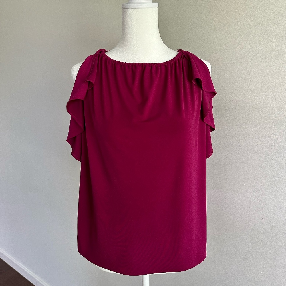 Banana Republic Fuchsia Flutter Sleeve Top